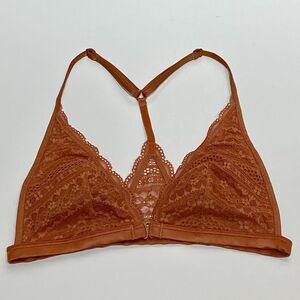 Victorias Secret Lace Bralette Front Closure Size XS Burnt Orange Removable Pads